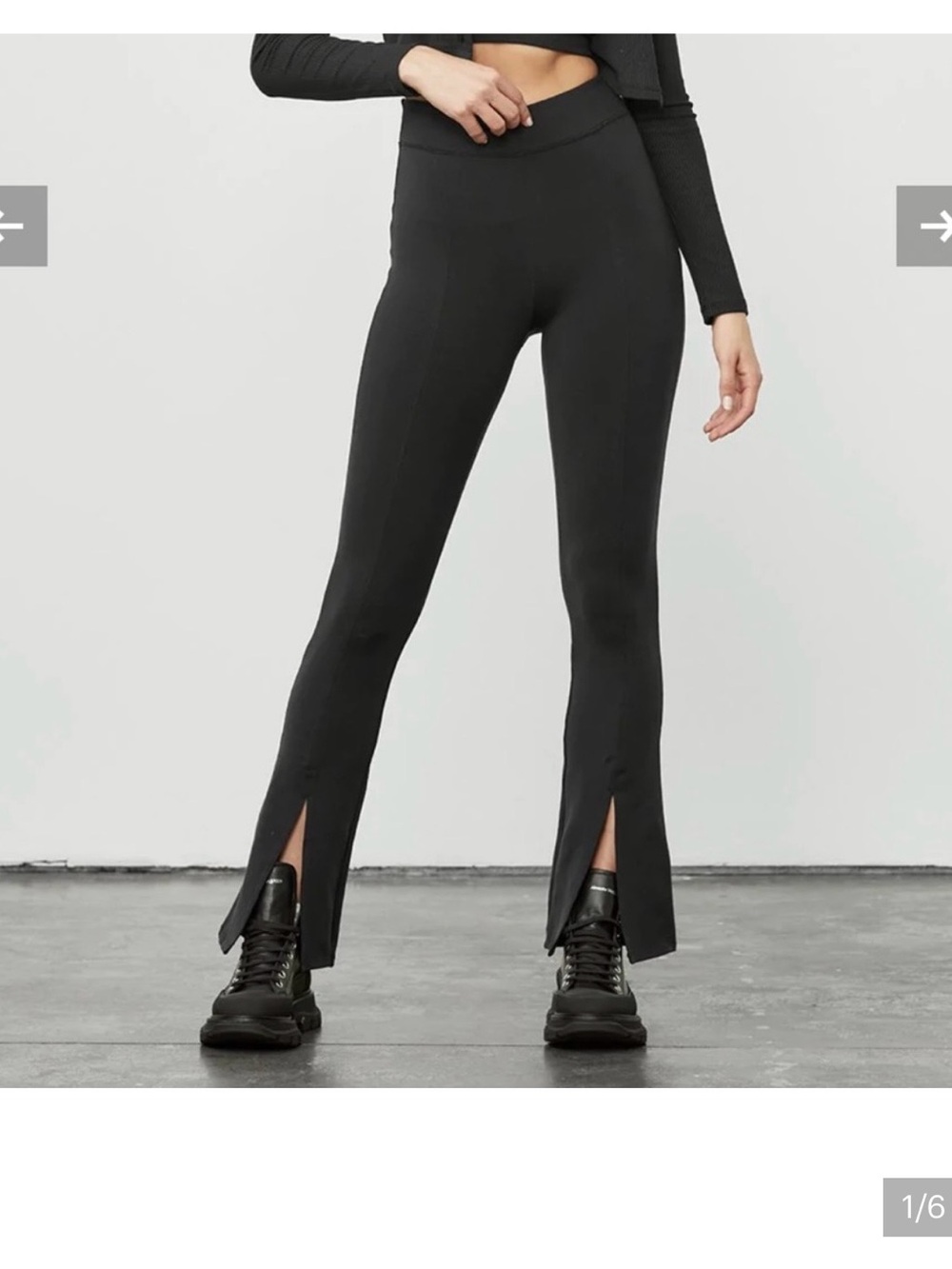 ALO High-Waist Black Split-Hem Ponte Pants
